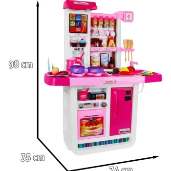 Velika Ružičasta Dječja Kuhinja 3+ S Vodom I Panelom 4