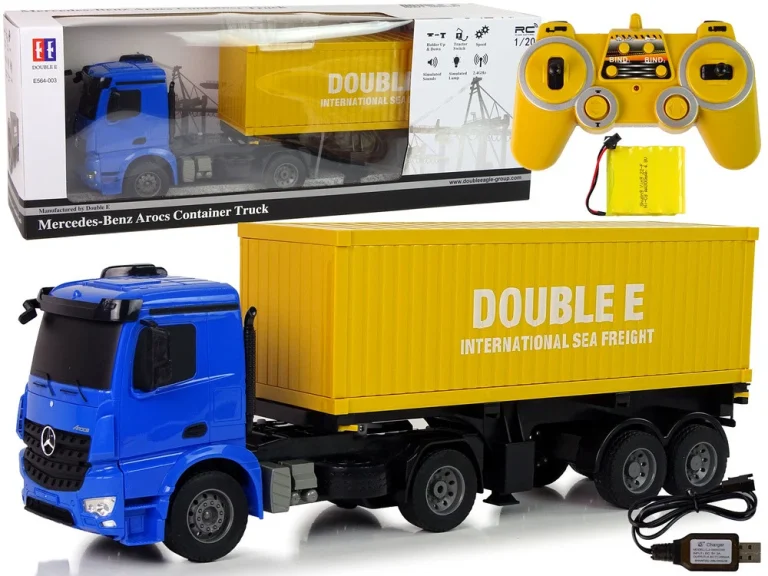 Veliki R/c Kamion Mercedes Arocs Plavi 1:20 Kontejner Dug 58 Cm 1