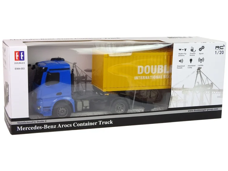 Veliki R/c Kamion Mercedes Arocs Plavi 1:20 Kontejner Dug 58 Cm 7