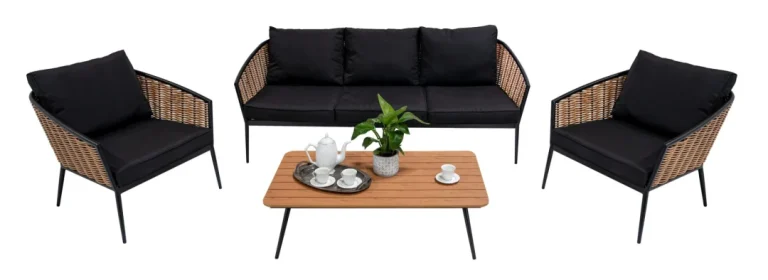 Veliki Aluminijski Vrtni Set Kauč + 2 Fotelje + Stol 2