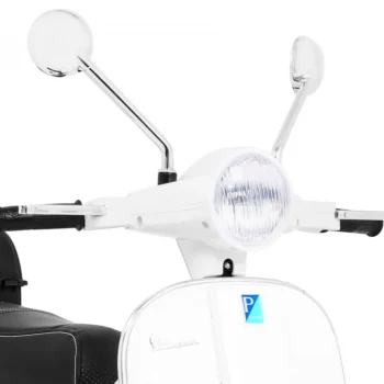Vespa Električni Skuter Za Djecu Bijeli + Pomoćni Kotači + Audio + Eko Koža + Eva + Spori, Bijela Motor Na Akumulator 11