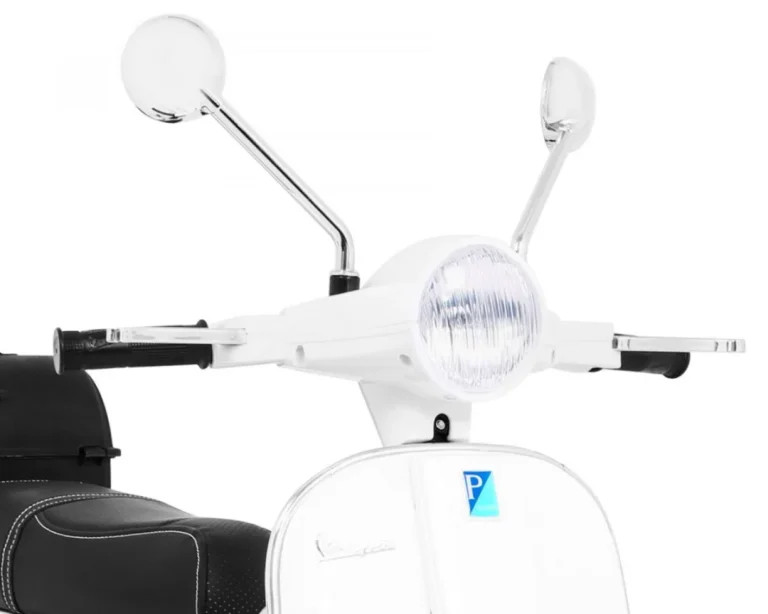 Vespa Električni Skuter Za Djecu Bijeli + Pomoćni Kotači + Audio + Eko Koža + Eva + Spori, Bijela Motor Na Akumulator 11