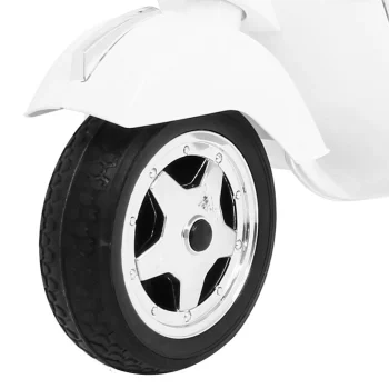 Vespa Električni Skuter Za Djecu Bijeli + Pomoćni Kotači + Audio + Eko Koža + Eva + Spori, Bijela Motor Na Akumulator 13