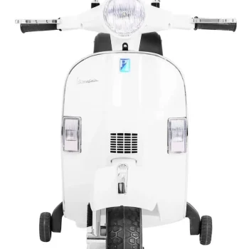 Vespa Električni Skuter Za Djecu Bijeli + Pomoćni Kotači + Audio + Eko Koža + Eva + Spori, Bijela Motor Na Akumulator 3