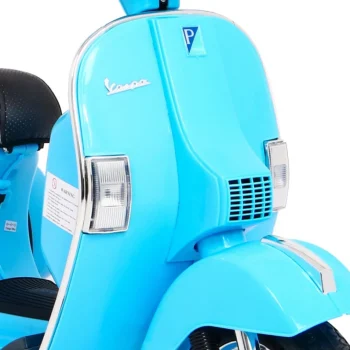 Vespa Električni Skuter Za Djecu Plavi + Pomoćni Kotači + Audio + Eko Koža + Eva + Spori, Plava Motor Na Akumulator 12