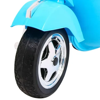 Vespa Električni Skuter Za Djecu Plavi + Pomoćni Kotači + Audio + Eko Koža + Eva + Spori, Plava Motor Na Akumulator 13