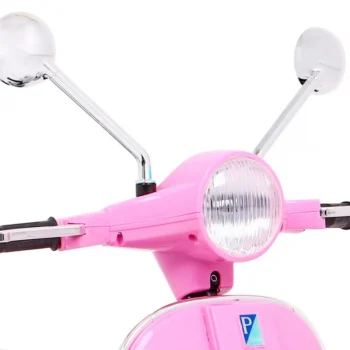 Vespa Električni Skuter Za Djecu Roza + Pomoćni Kotači + Audio + Eko Koža + Eva + Spori Start Motor Na Akumulator 13