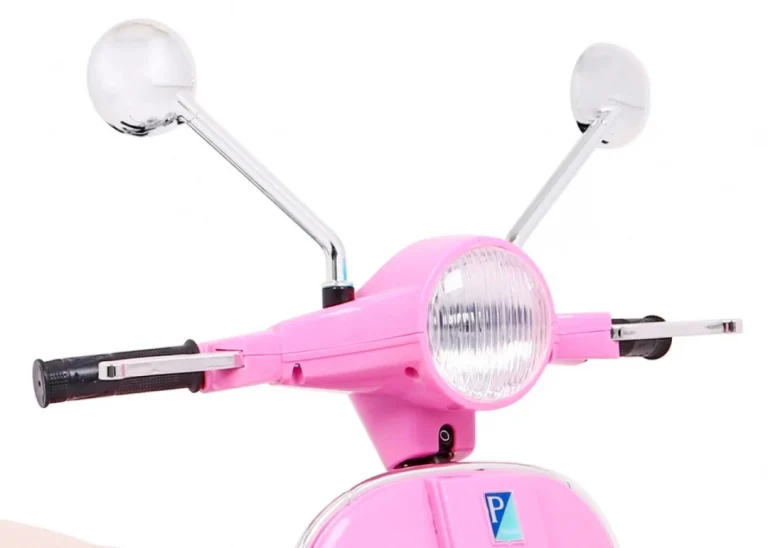 Vespa Električni Skuter Za Djecu Roza + Pomoćni Kotači + Audio + Eko Koža + Eva + Spori Start Motor Na Akumulator 13