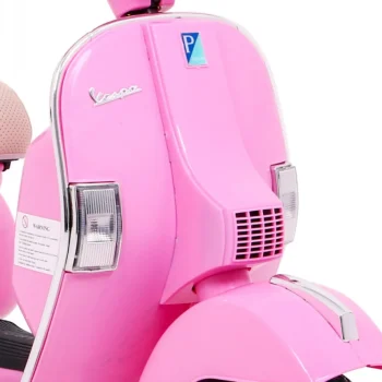 Vespa Električni Skuter Za Djecu Roza + Pomoćni Kotači + Audio + Eko Koža + Eva + Spori Start Motor Na Akumulator 14