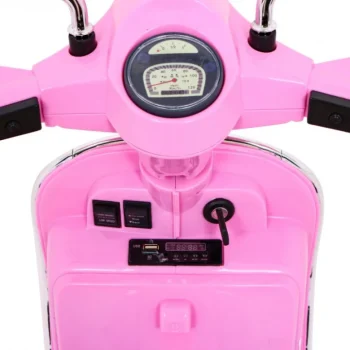 Vespa Električni Skuter Za Djecu Roza + Pomoćni Kotači + Audio + Eko Koža + Eva + Spori Start Motor Na Akumulator 7