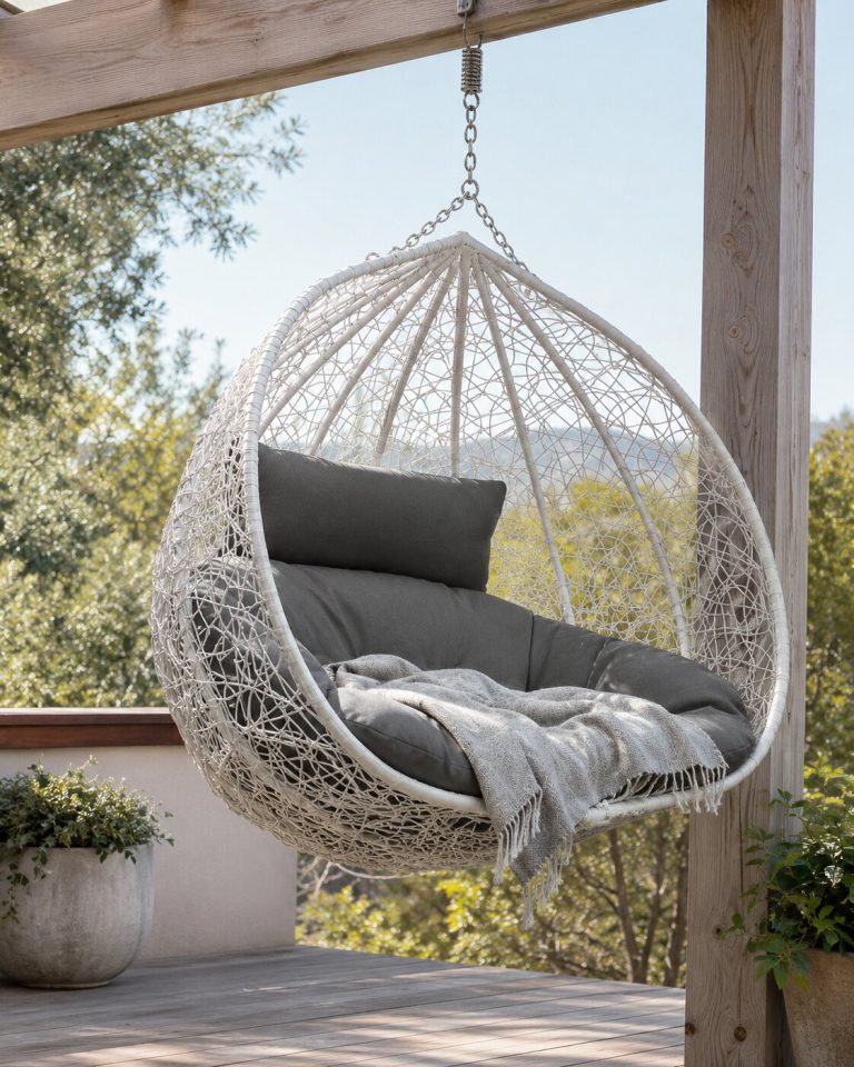 Viseća Fotelja Cocoon Hanging Toscana Bijela 4