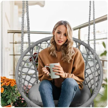Viseća Vrtna Ljuljačka Boho Siva + Jastuk 3