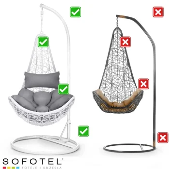 Viseća Vrtna Stolica Cabana Bijela + Sivi Jastuci 15