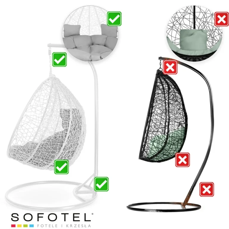 Viseća Vrtna Stolica Havana Duo Bijela + Sivi Jastuci Sofotel 15