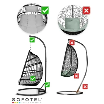 Viseća Vrtna Stolica Luisiana Crna + Siva, Jastuci Sofotel 12