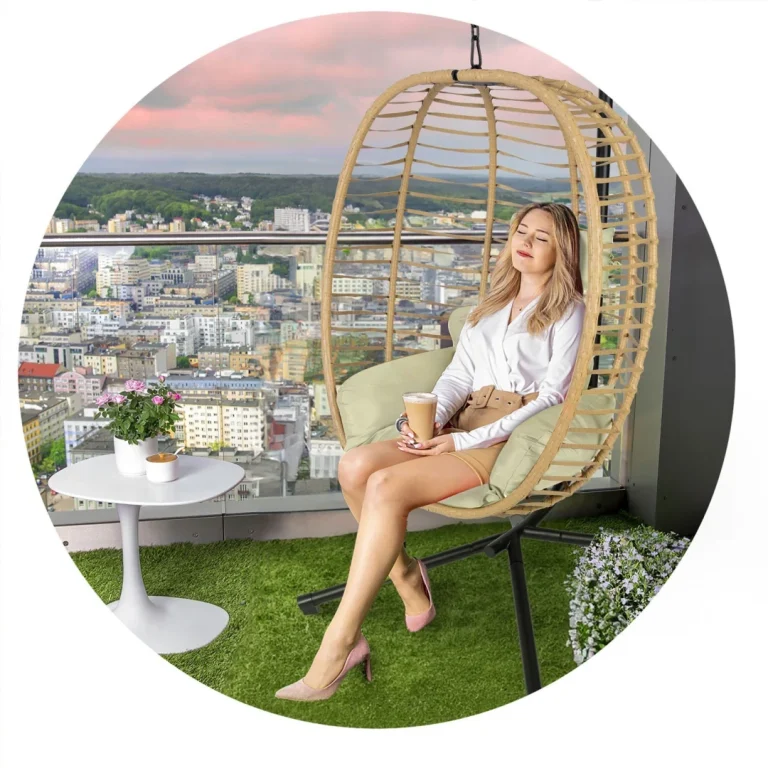 Viseća Vrtna Stolica Toskana, Crna + Bež Jastuci Sofotel 10