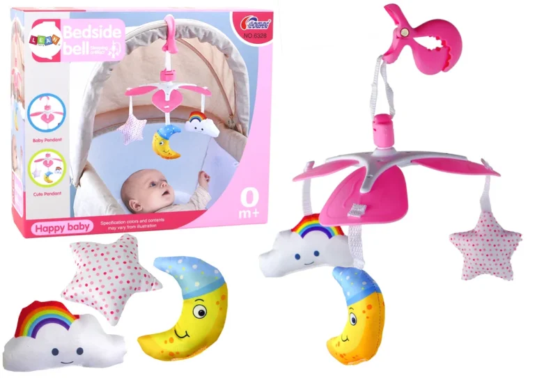 Viseći Vrtuljak Za Bebe Nebo Ružičasti S Kopčom 1
