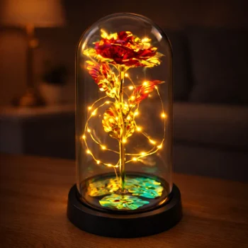 Vječna Ruža U Staklenoj Kupoli S Led Rasvjetom Crvena 21 × 11 Cm 6