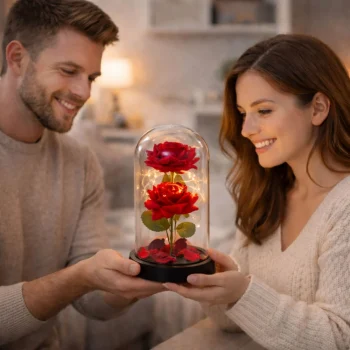 Vječne 2 Ruže U Kupoli S Led Rasvjetom Crvene 21 × 11 Cm · 21335 3