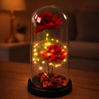 Vječne 2 Ruže U Kupoli S Led Rasvjetom Crvene 21 × 11 Cm 6