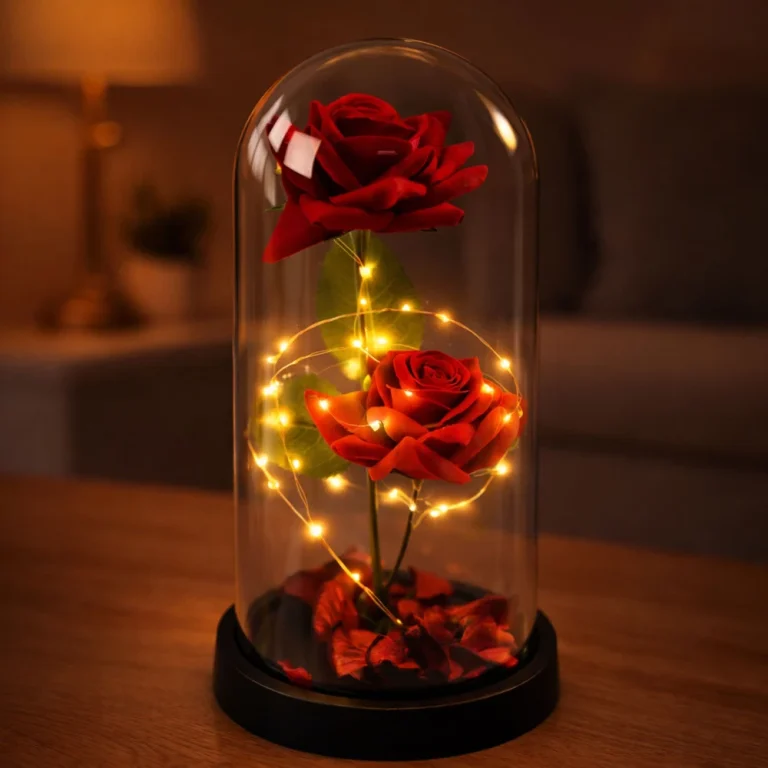 Vječne 2 Ruže U Kupoli S Led Rasvjetom Crvene 21 × 11 Cm 6