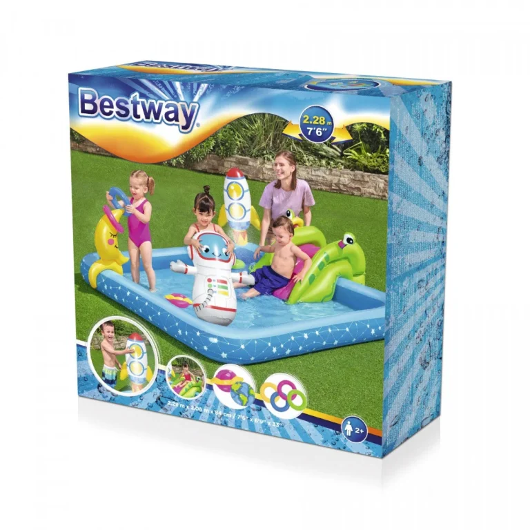 Vodeno Igralište Mali Astronaut 288x206x84 Bestway 5u1 + Tobogan + Obruči 8
