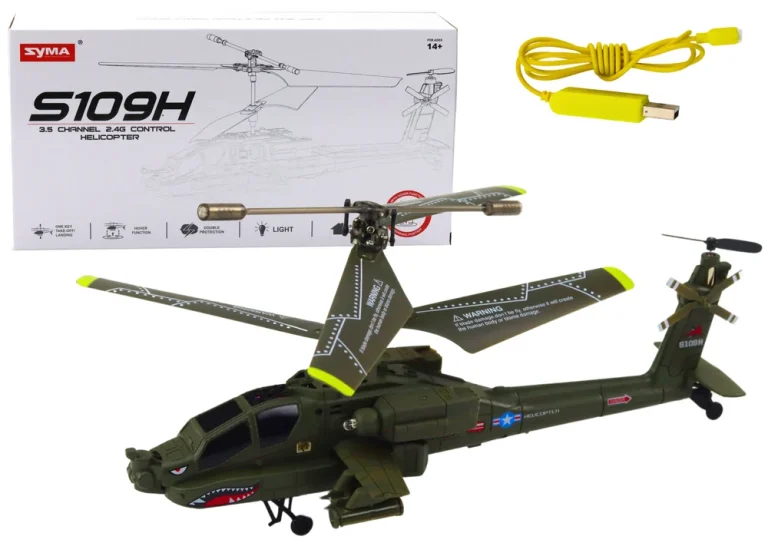 Vojni Helikopter Apache Na Daljinsko Upravljanje, Syma S109h, Kaki 1