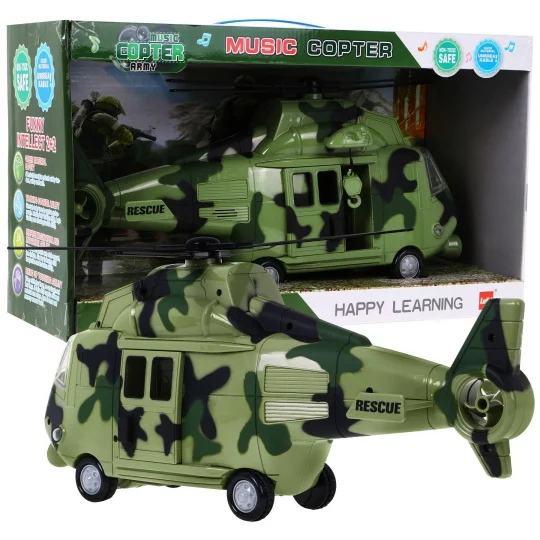 Vojni Helikopter Za Djecu 3+ Svijetlozeleni + Zvukovi Svjetla + Pokretni Dijelovi 1