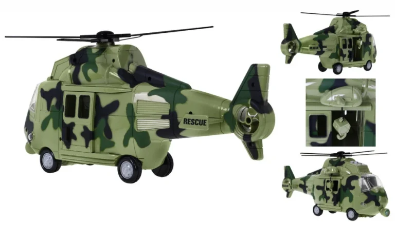 Vojni Helikopter Za Djecu 3+ Svijetlozeleni + Zvukovi Svjetla + Pokretni Dijelovi 3