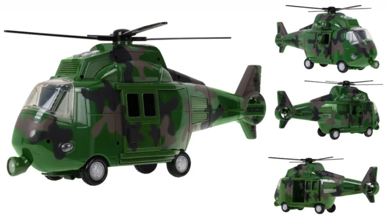 Vojni Helikopter Za Djecu 3+ Zeleni + Zvukovi Svjetla + Pokretni Dijelovi 2