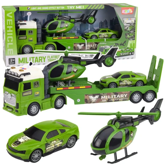 Vojni Set, Vučni Kamion, Automobil I Helikopter, Svjetla I Zvuk 1