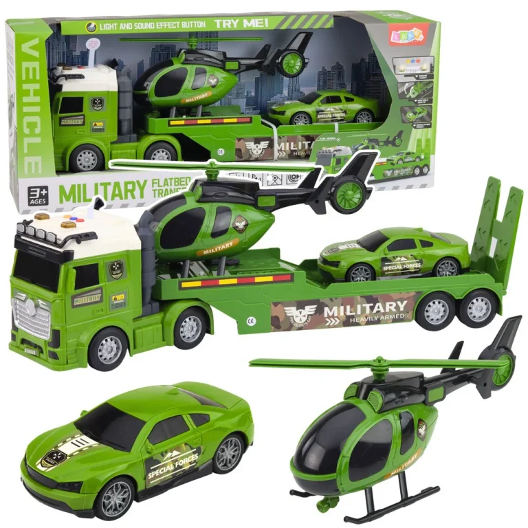 Vojni Set, Vučni Kamion, Automobil I Helikopter, Svjetla I Zvuk 1