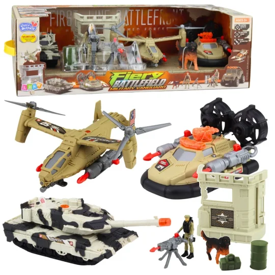 Vojni Set Za Djecu Helikopter, Tenk, Lebdeće Plovilo I Baza 1