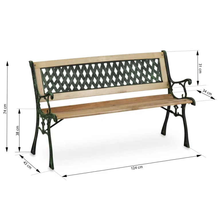 Vrtna Klupa S Naslonom 124 X 74 X 43 Cm Sofa Fusio 10