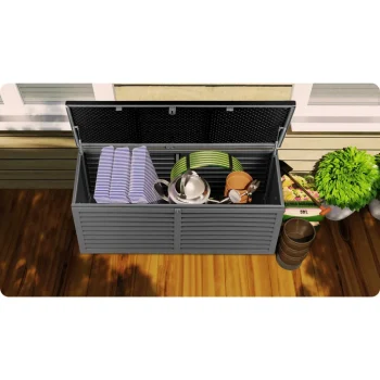 Vrtna Kutija 143 × 57 × 53,5 Cm 390 L Crno Siva 6