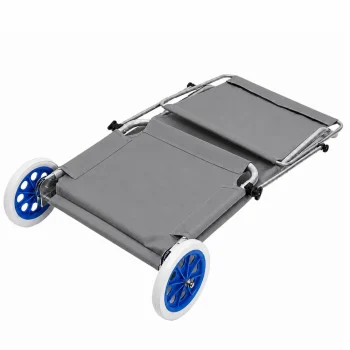 Vrtna Ležaljka Za Plažu Na Kotačima Sa Sklopivom Tendom, Aluminijska, Siva 6