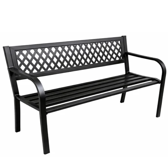 Vrtna Metalna Klupa 2 Sjedala Crna 120 Cm 1
