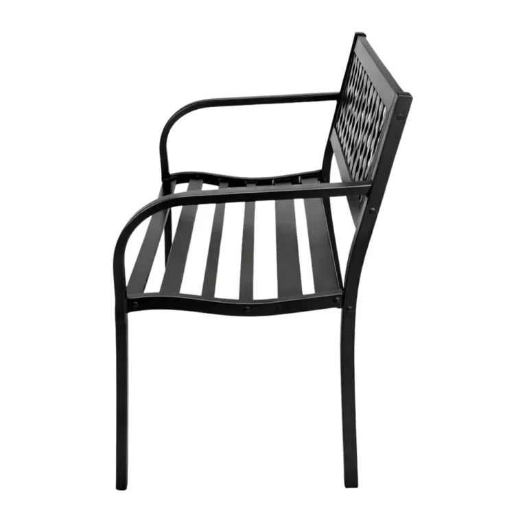 Vrtna Metalna Klupa 2 Sjedala Crna 120 Cm 3