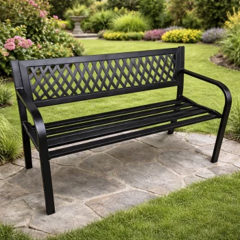 Vrtna Metalna Klupa 2 Sjedala Crna 120 Cm 5