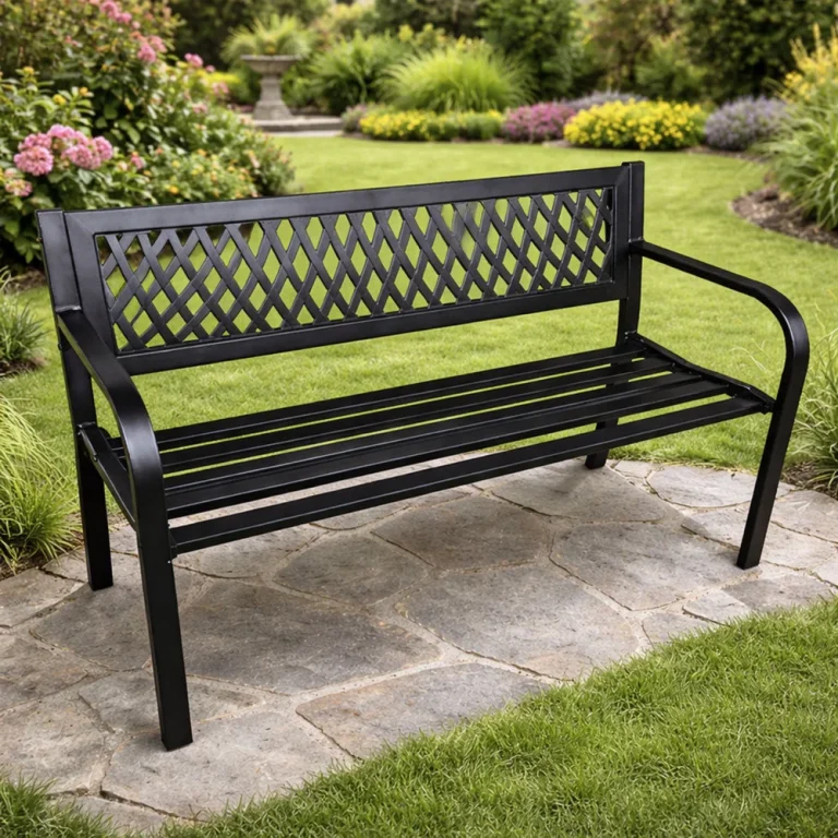 Vrtna Metalna Klupa 2 Sjedala Crna 120 Cm 5