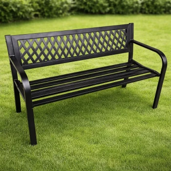 Vrtna Metalna Klupa 2 Sjedala Crna 120 Cm 8