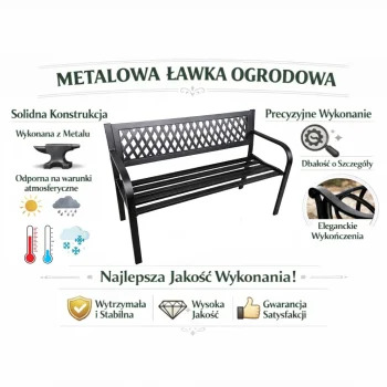 Vrtna Metalna Klupa 2 Sjedala Crna 120 Cm 9