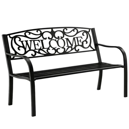 Vrtna Metalna Klupa Welcome 3 Sjedala Crna 127 Cm 1
