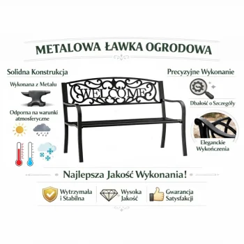 Vrtna Metalna Klupa Welcome 3 Sjedala Crna 127 Cm 10