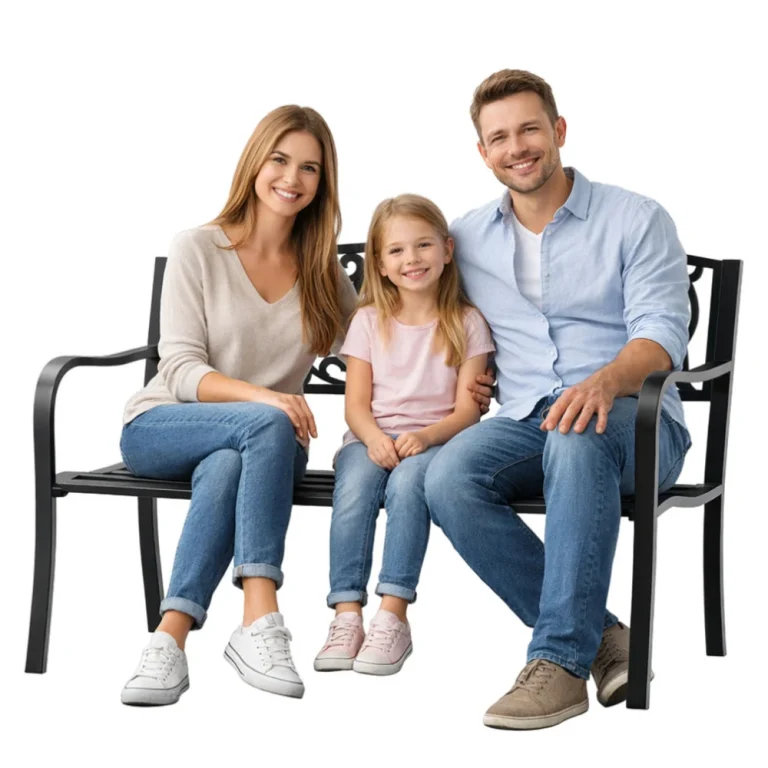 Vrtna Metalna Klupa Welcome 3 Sjedala Crna 127 Cm 2