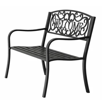 Vrtna Metalna Klupa Welcome 3 Sjedala Crna 127 Cm 3