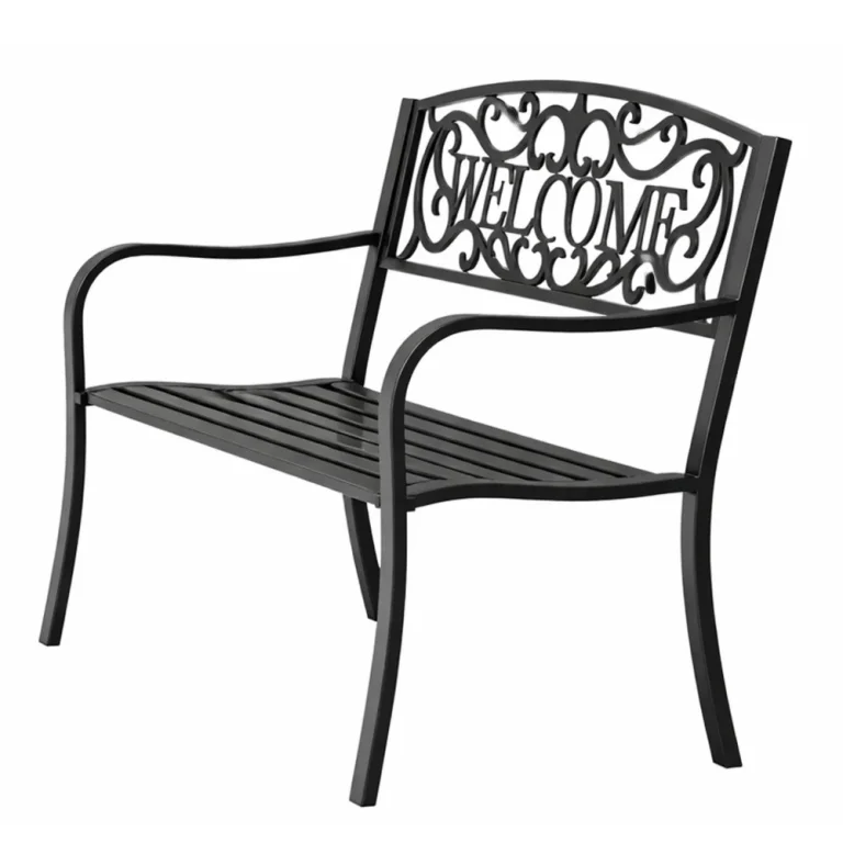 Vrtna Metalna Klupa Welcome 3 Sjedala Crna 127 Cm 3