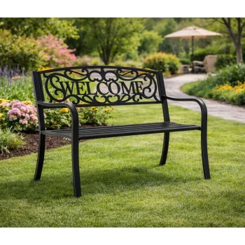 Vrtna Metalna Klupa Welcome 3 Sjedala Crna 127 Cm 6
