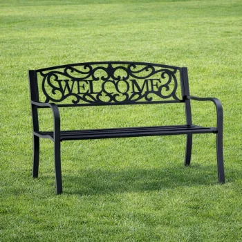 Vrtna Metalna Klupa Welcome 3 Sjedala Crna 127 Cm 8