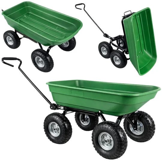 Vrtna Transportna Kolica, Odvojiva Nagibna Pladanj, Zelena, 120 Kg 1
